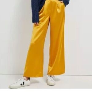 NWT yellow/mustard satin wide leg pant